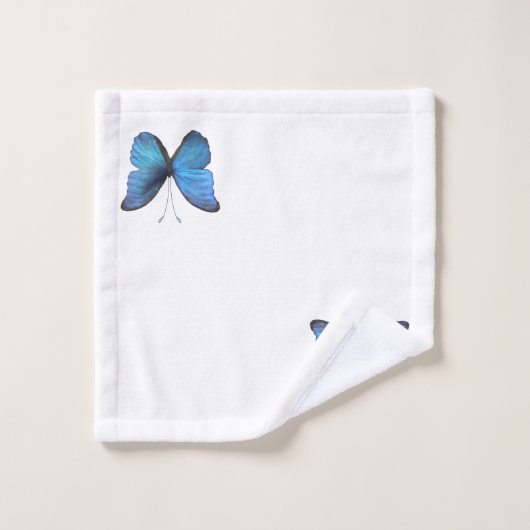 Big Blue Morpho Butterfly Bad Handdoek (Wasdoekje)