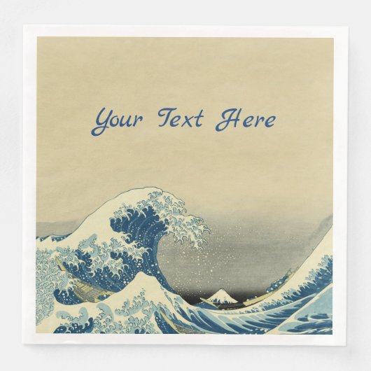 Big Blue Ocean Wave Witte Petten Boat Tan Servet (Voorkant)