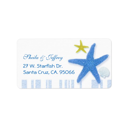 Big Blue Starfish Beach Weddenschap Etiket (Voorkant)