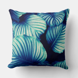Big Blue Tropical Leaves Kussen