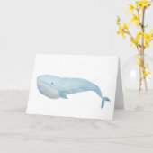 Big Blue Whale Wenskaart Kaart (Gele Bloem)
