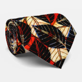 Big Bold African Rainforest Print Red en Black Stropdas (Opgerold)