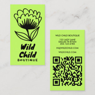 BIG BOLD BLOOM Rustic Minimal Floral QR code Visitekaartje