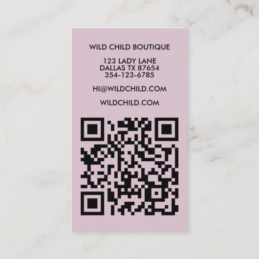 BIG BOLD BLOOM Rustic Minimal Floral QR code Visitekaartje (Achterkant)