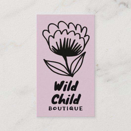 BIG BOLD BLOOM Rustic Minimal Floral QR code Visitekaartje (Voorkant)