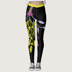 Big Bold Colorful Green Paars Botanische Leggings
