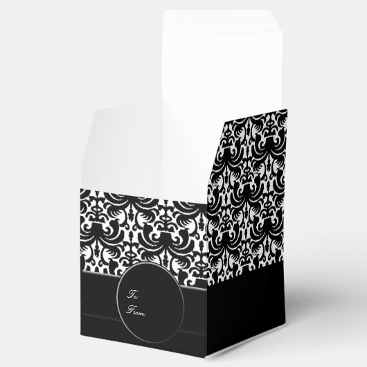 Big Bold Damask (zwart) Bedankdoosjes (Geopend)