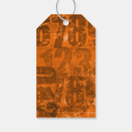 Big Bold Numbers on Brown Oranje Texture Birthday Cadeaulabel (Achterkant)