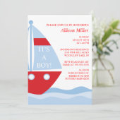 BIg & Bold SAILBOAT Boy Baby shower INVITATION (Debout devant)