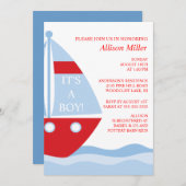 BIg & Bold SAILBOAT Boy Baby shower INVITATION (Devant / Derrière)