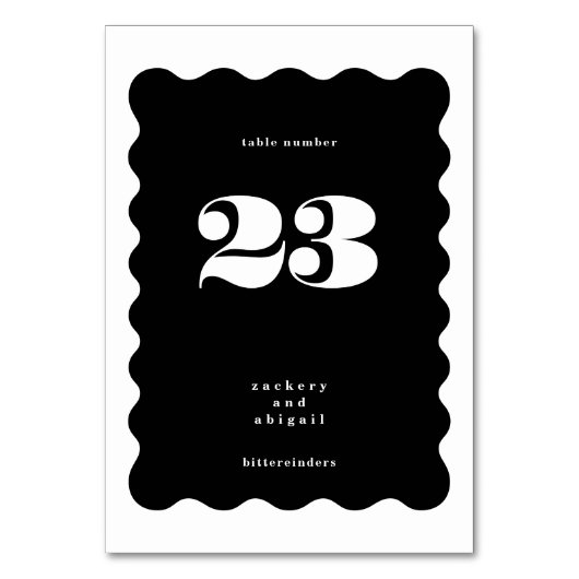 BIG Bold Scalloped Border Wit Zwart Bruiloft Kaart (Voorkant)