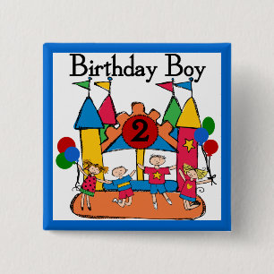 Big Bounce Boy 2e Verjaardag Tshirts en geschenken Vierkante Button 5,1 Cm