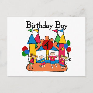 Big Bounce Boy 4th Verjaardag Tshirts en geschenke Briefkaart
