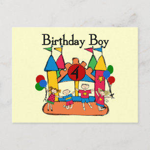 Big Bounce Boy 4th Verjaardag Tshirts en geschenke Briefkaart
