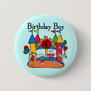Big Bounce Boy 4th Verjaardag Tshirts en geschenke Ronde Button 5,7 Cm