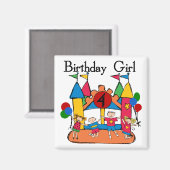 Big Bounce Girl 4th Verjaardag T-shirts en geschen Magneet (Voorkant / Achterkant)