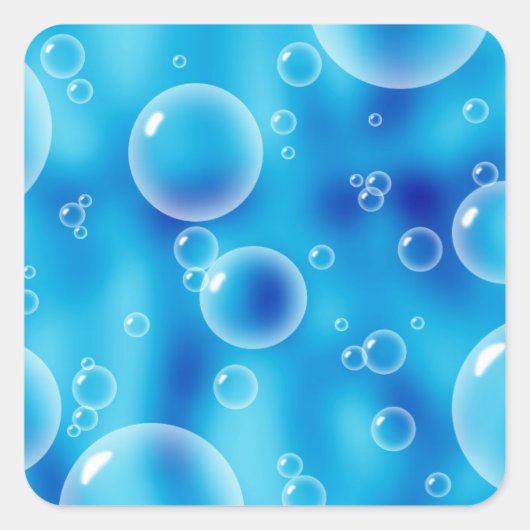 Big Bouncing Blue Bubbles Vierkante Sticker (Voorkant)