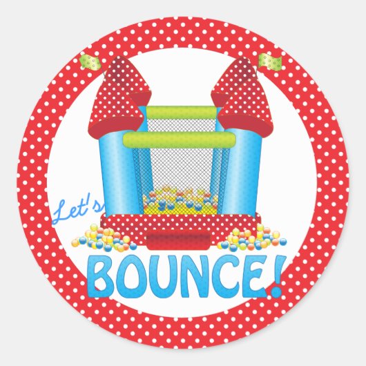 Big Bouncy Bounce House Verjaardagszegel Sticker (Voorkant)