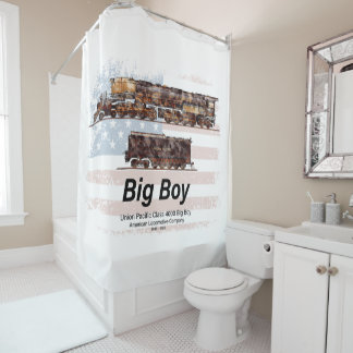 Big Boy Stoomtrein Amerikaanse Locomotief Douchegordijn