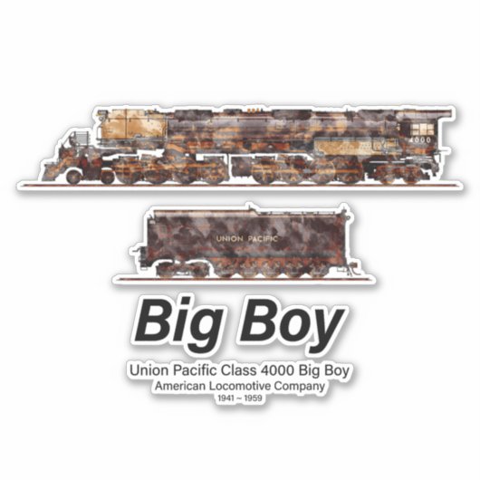 Big Boy Stoomtrein Amerikaanse Locomotief Sticker (Voorkant)