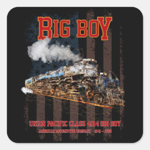 Big Boy  Stoomtrein Amerikaanse Locomotief Vierkante Sticker