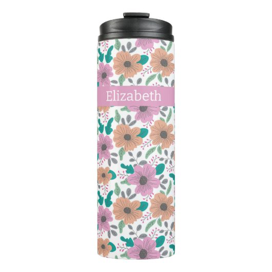 Big Bright Flowers Personalized Thermosbeker (Voorkant)