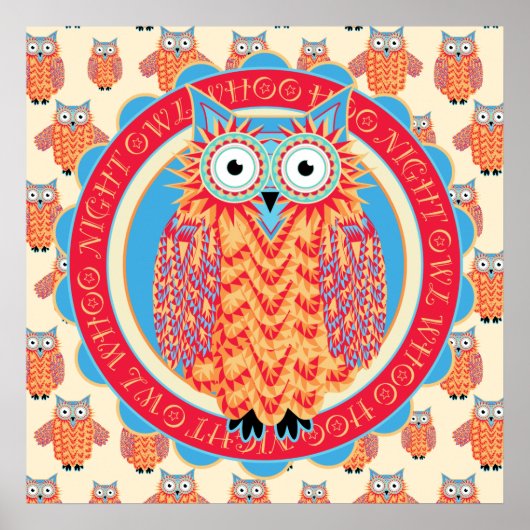 Big Bright Night Owl Poster - Kinderkamer (Voorkant)