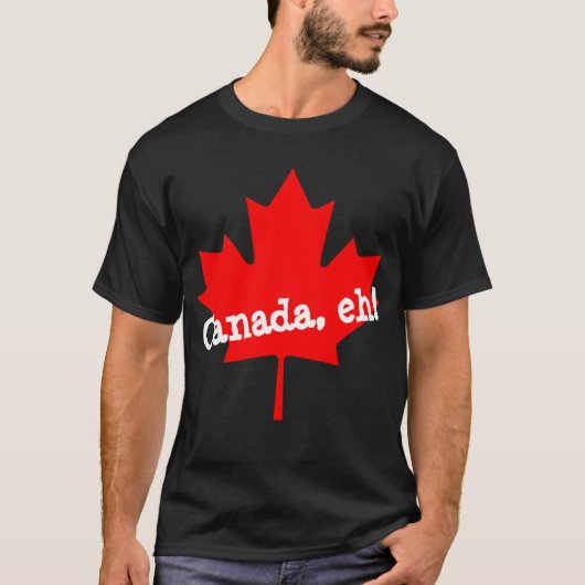 Big Bright Red Maple Leaf Canada eh! T-shirt (Voorkant)
