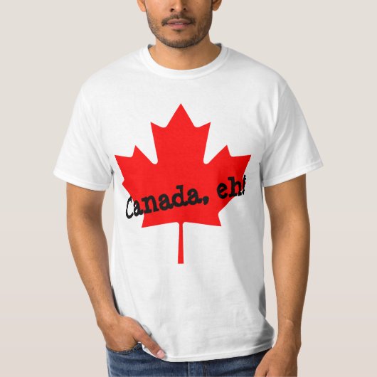 Big Bright Red Maple Leaf Canada eh! T-shirt (Voorkant)