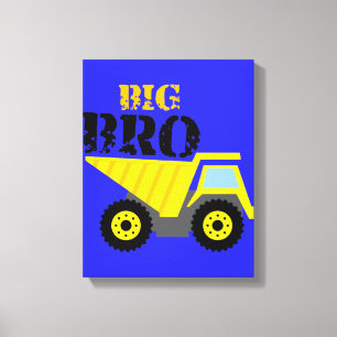 Big Bro Construction Yellow Dump Truck Canvas Afdruk