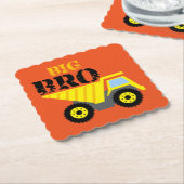 Big Bro Construction Yellow Dump Truck Kartonnen Onderzetters (Gebogen)