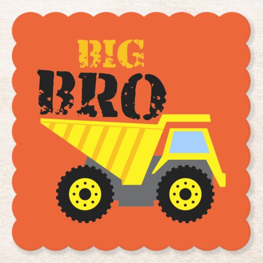 Big Bro Construction Yellow Dump Truck Kartonnen Onderzetters (Voorkant)