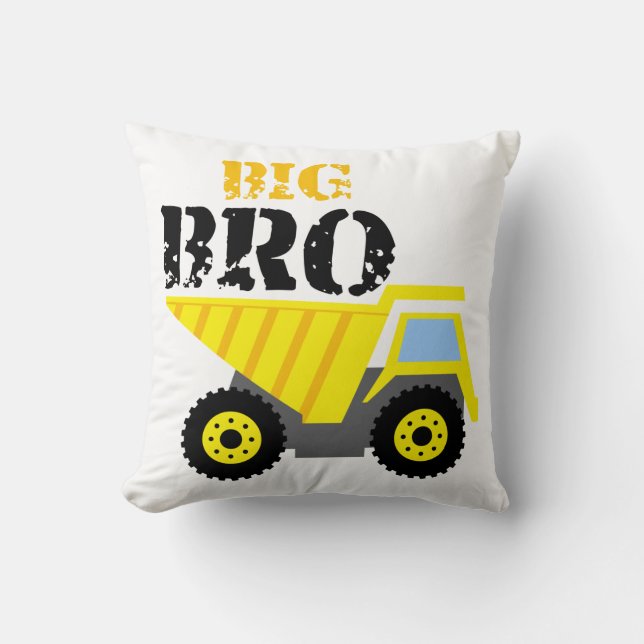 Big Bro Construction Yellow Dump Truck Kussen (Voorkant)