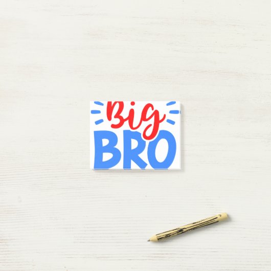 BIG BRO in rood en blauw Post-it® Notes (Op bureau)