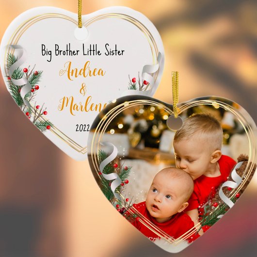Big Bro Little Sis Photo Holly Pine Gold Frame