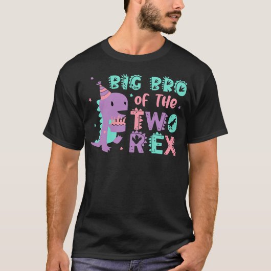 Big Bro of the Two Rex Birthday Dinosaur Family Ma T-shirt (Voorkant)