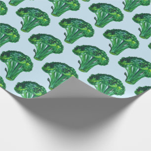Big broccoli op blauwe cadeauomslag waterverf cadeaupapier