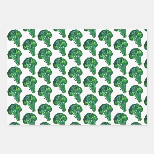 Big Broccoli Waterverf Pattern Gift Inpakpapier Vel (Voorkant)
