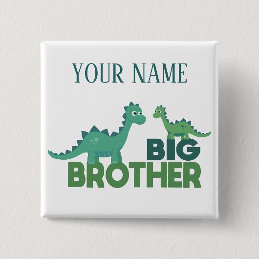 Big broer dinosaur gepersonaliseerde jongen vierkante button 5,1 cm (Voorkant)
