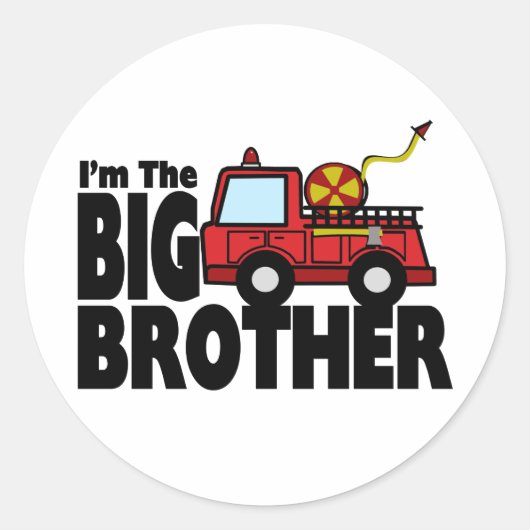 Big Brother Fire Truck Ronde Sticker (Voorkant)