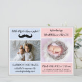 Big Brother frère frère bébé fille Faire-part de n (Debout devant)