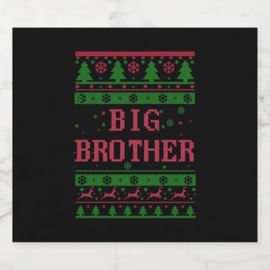 Big Brother Kerstmis Sparkling Wijnetiket (Enkel label)