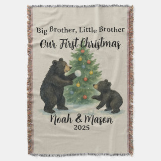 Big Brother Little Brother Bear Custom Christmas Deken