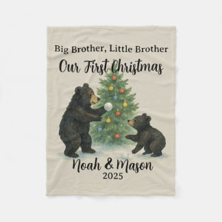 Big Brother Little Brother Bear Custom Christmas Fleece Deken