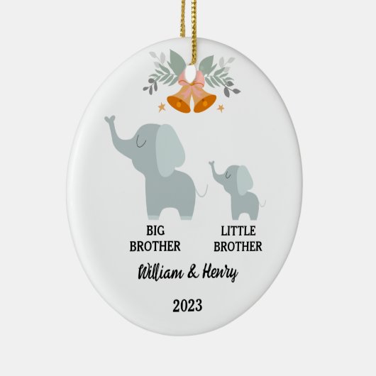 Big Brother & Little Brother Elephant, aangepaste Keramisch Ornament (Rechts)