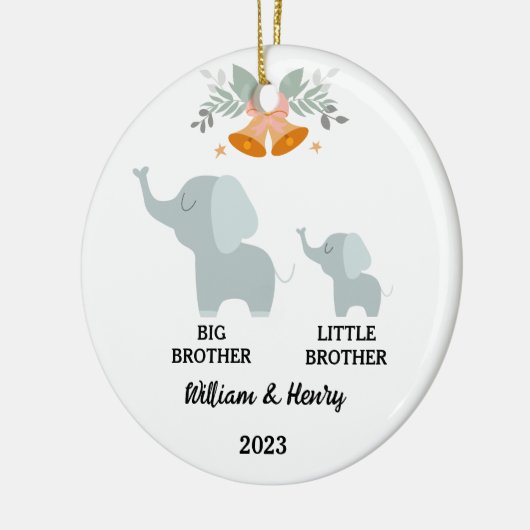 Big Brother & Little Brother Elephant, aangepaste Keramisch Ornament (Links)