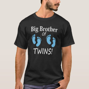 Big Brother of Boy Twins Broer en zus Voetafdrukke T-shirt