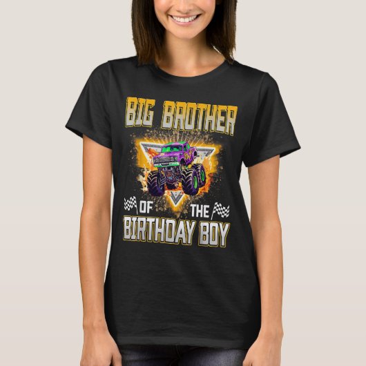 Big Brother Of The Birthday Boy Monster Truck Birt T-shirt (Voorkant)
