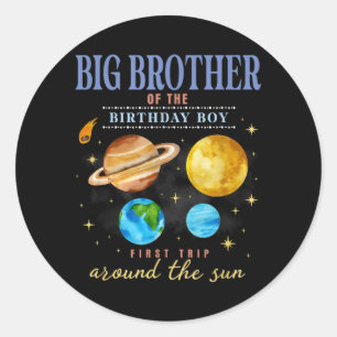 Big Brother Outer Space 1e verjaardag eerste reis Ronde Sticker