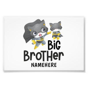 Big Brother Superheld Cat Custom Name Foto Afdruk